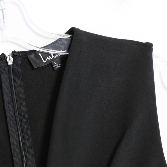 Lulus Cocktail Hour Black Wrap Dress little black lbd Large L sheath sleeveless - Picture 7 of 8